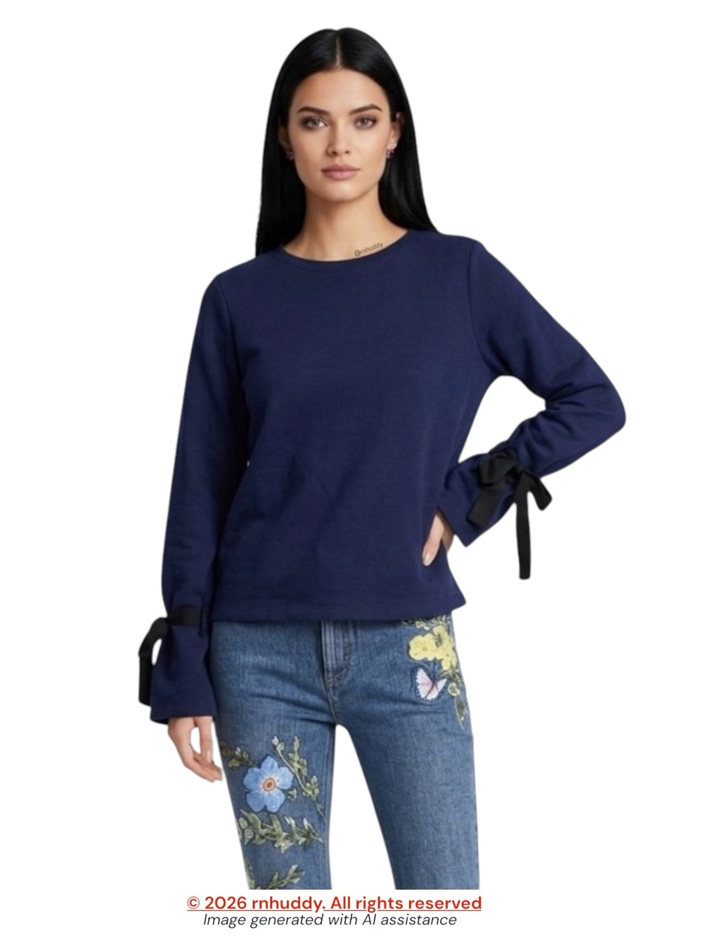 J.Crew M navy tie sleeve sweatshirt